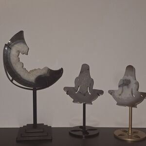 Elegant Gray and Gold Meditation Art Sculptures